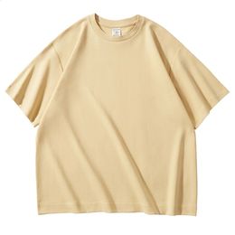 350g Mens 100% Heavy Cotton T-shirts Spring Plus Size Plain Tee Customised Dropshoulder Sleeve Jersey High Quality Oversized Top 240223