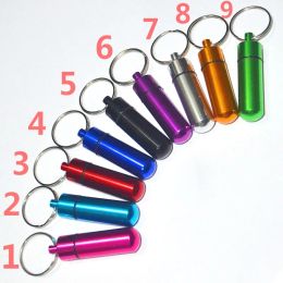 Waterproof Keychain Aluminum Pill Box Case Bottle Cache Holder Container keyring Medicine package Health Care LL