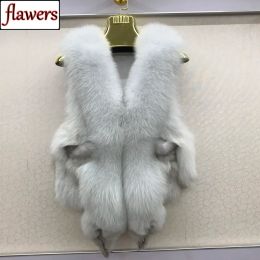 Fur 2023 Hot Sale Women 100% Genuine Real Fox Fur Vest Natural Soft Fox Fur Sleeveless Jacket Lady Quality Warm Real Fox Fur Gilet