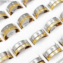 Band Rings 5/10/15Pair Forever Stainless Steel Ring for Men and Women 4/6MM Classic Zircon Eternity Wedding Couple Rings Charm Jewellery L240305