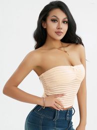 Women's Tanks Women Lace Frill Strapless Tube Crop Tops Fairy Sleeveless Casual Bandeau Vest Top