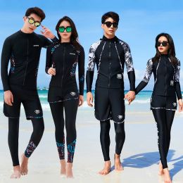 Swimwear Women Men's 35 Piece Rash Guard with Boy Shorts Long Sleeve Zipper Swimsuit Bathing Suit Wetsuit Beachwear Tankini Tracksuit