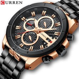 CURREN Men Watch Top Brand Luxury Chronograph Quartz Watches Stainless Steel Business Wristwatches Men Clock Relogio Masculino290Q