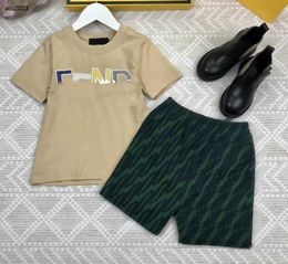 Classics kids tracksuits high quality baby T-shirt set Size 110-160 CM Summer two-piece set t shirt and Letter printing green shorts 24Mar