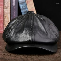 Genuine Leather Hat for Men Newsboy Caps Gorras Mujer Designer Hat Newsboy Hats Women Adult Leather Cap1257R