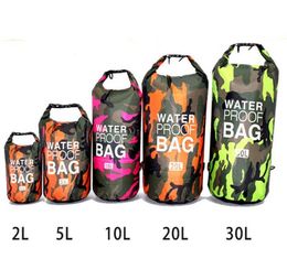 PVC Camouflage Waterproof Backpack Portable Outdoor Sport Rafting Bag River Tracing Swiming Bucket Dry Bag 2L 5L 10L 15L 20L 30L Q4316238