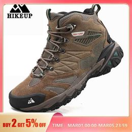 Outdoor Shoes Sandals HIKEUP Winter Boot Men Outdoor Hiking Boots Suede High Top Trekking Men Shoes Rainproof Tactical Combat Boots YQ240301