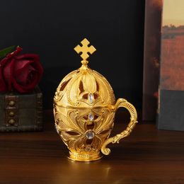 European-style hollow incense burner with diamonds home indoor aromatherapy furnace creative soothing retro with handle orname 240220
