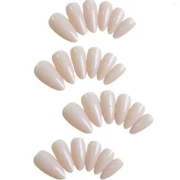 False Nails Long Nude Nail For Girls Minimalist Solid Color Reusable Artificial Extension Suit Matching