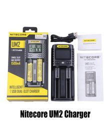 100 Original Nitecore UM2 Universal Charger for 16650 18650 17350 26650 20700 21700 Battery US EU AU UK Plug Intellicharger Batte6299760