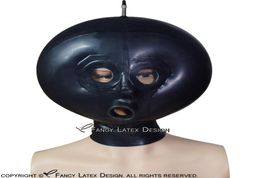 Black Sexy Inflatable Latex Hood With Mouth Tube Transparent Eyes Cover Zipper At Back Rubber Masks 01261340219