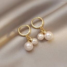 Stud Earrings 2024 Fashion Simple Small Round Pearl Quality Trendy Jewelry