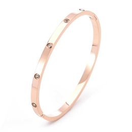 Designer charm Titanium Steel Colorless 4mm Diamond Inlaid Buckle Bracelet Light Luxury High Grade Internet Red Jewelry With logo