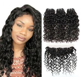 Whole 10A Brazilian Water Wave With Frontal Peruvian Wet and Wavy Hair 3 Bundles With 134 Lace Frontal Malaysian Natrual Wave3110798