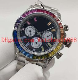 Real Photo 116595 40mm Colored Diamonds 40mm Automatic Mechanical Date Mens Wristwatches Stainless steel Bracelet Men's Sports Watch