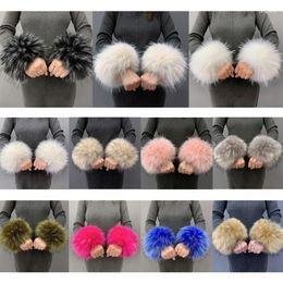 Knee Pads Womens Faux Fur Wrist Cuffs Winter Furry Arm Warmer For Cold Weather Costume