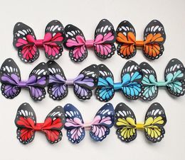 New 20pcslot Cartoon Girls Ribbon Girls Hair Clips Butterfly Shape Barrettes Lovely Kids Printing Animals Hairpins3770530