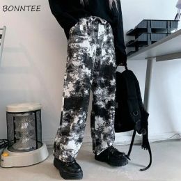 Capris Pants Women Loose Tie Dye Streetwear Hip Hop Harajuku Cool Leisure Spring College Design Trendy Female Hot Sale Elastic Waist