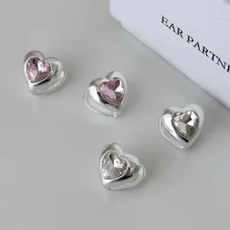 Hoop Earrings 2024 Fashion Simple Zircon Pink Heart For Women Designer Hoops Earring Delicate Party Jewellery Gifts