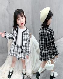 2019 Baby Girl Fashion Plaid Clothing Set JacketDressGirls Kids Elegant Spring Autumn Clothes Suits Children Outfit8979827