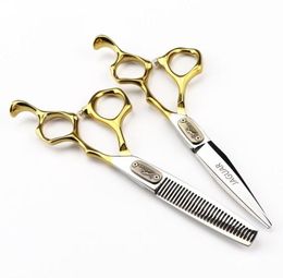 Germany JAGUAR 60 inch cuttingthinning hair scissors 9CR 62HRC Hardness golden and silver handle with retail gift case5998912