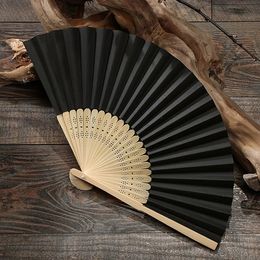 1 piece of black retro handmade folding fan for wedding parties folding fan 240305