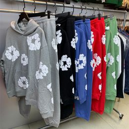 High Quality Denim Tear Foam Printed 400g 100% Cotton Hoodies For Men And Women Casual Pants