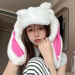 Ball Caps Korean Version Fashionable Versatile Sweet Cute Long Ears Plush Cap Women's Removable Warm Winter Short Brim Baseball Hat