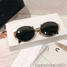 Womens Triomphe Oval Frame Designer Sunglasses 40235 Women Metal Mirror Legs Green Lens Sunglasses Retro Small Round Frame Sexy Little Women Glasses 1R7W3