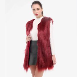 Fur Fluffy long faux fur vest coat women Winter fake fur streetwear coat female Fashion imitation fur coats outerwear 2018 BNT029