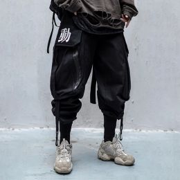 Pants big bag overalls ribbon male function tooling women/Men's clothes Harajuku Hiphop Cargo Pants Jogger Leggings oversized lover