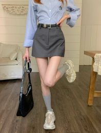 Skirt A Line Black Grey OL Office Ladies Mini Skirt Women Summer High Waist Tight Sexy Cargo Hot Girl Bag Hip Black Short Skirt 2023