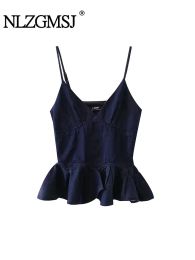 Camis Nlzgmsj TRAF Sexy Sleeveless V Neck Camis Female Summer Casual Tank Tops Women Street Chic Solid Ladies Vests Tops 2023