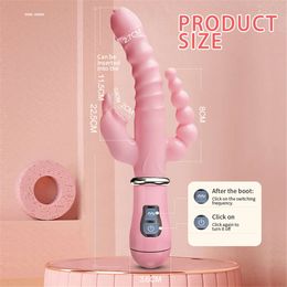 Rabbit G Spot Dildo Vibrator Clitoris Stimulator Anal Penetration Tongue Licking Double Rod Sex Toy for Women Adult