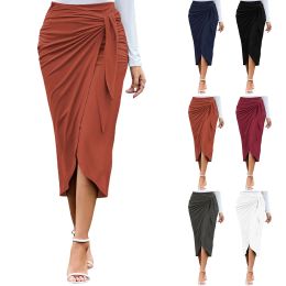 Skirts Long Skirts For Women Fall Winter High Waist Hem Pencil Long Skirt Casual Pleated Tennis Skirts for Women Skirt Pants for Women