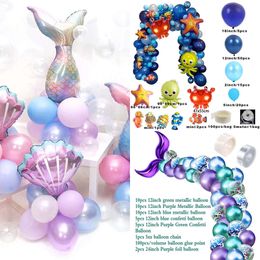 New Garland Kit Purple Blue Sea Shell Balloons Little Mermaid Balloon Arch Stet Baby Shower Birthday Gifts