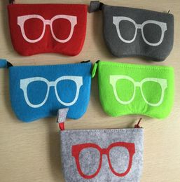 Colourful Exquisite Wool Felt Cloth Eyeglass Case Women Sunglasses Boxes Children Zipper Bag 20PCsLot 3890798