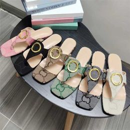 53% OFF Sports shoes 2024 G Family Version New Herringbone Clamping Sheepskin Square Head Flat Bottom Metal Buckle Casual Slippers Womens Shoes