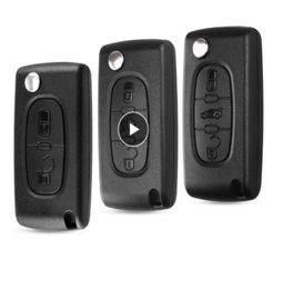 KEYYOU Remote key Case for Peugeot 207 307 308 407 607 807 For Citroen C2 C3 C4 C5 C6 Flip Folding Car Key shell 234 Buttons1386011