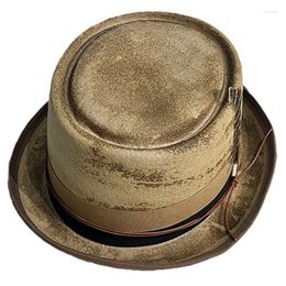 Berets British Gentleman Hat Flat Top Distressed Carnival Adult HXBA