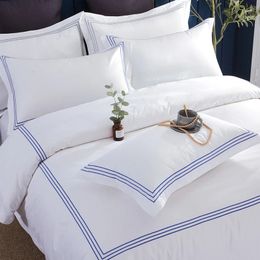 1Set Luxury 100% Egypt Cotton Grey 5 Stars el Bedding Set Pure Satin Strip Bed Line Duvet Cover Sheet 34pcs 240226