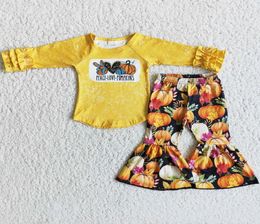 Fashion Kids Clothing Fall Sets Halloween Toddler Baby Girls Designer Clothes Pumpkin Boutique Children Outfits Whole Long Sle4708965