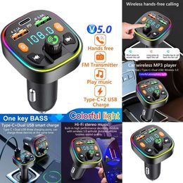 New Type-C FM Transmitter With 3.1A USB Fast Charger 5.0 Kit, Car Mp3 Bluetooth Charging Player Handsfree - And H4s7