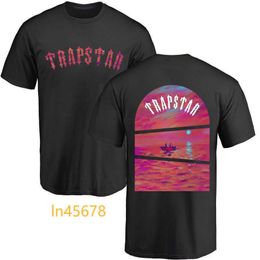 Designer Fashion Clothing Tees Tshirt Trapstar Trap Star Street Brand Mens Sunset Beach Art Print T-shirt O-neck Cotton Casual Streetwear Loose Sportswear Tops 2024