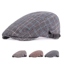 High Quality 100 % Cotton Newsboy Gatsby Cap Cabbie Driver Newsboy Ivy Cap Plaid Men Women Young Artistic Berets245i