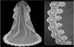 Church Cathedral Long Wedding Veils 1 Tiers Appliques With Comb Bride Women Bridal Veil Accessories Bride76938857023126