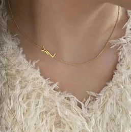 Designer Jewelry set pendant designer choker necklace bracelet elegant 18K yellow Gold Y logo engrave chain Fashion summer Girls women Jewelry