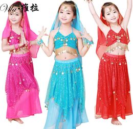 Child Belly dance costume clothes wear kids dance child children gift indian dance 4pcs TopSkirtHeadbandBracelet5 colors4102177