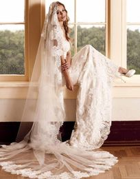 Lace Appliques Elegant Veils Bride 25 Metres Long One Layer Chapel Length Totally Custom Made Wedding Veiled With Comb5537645