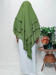 Ethnic Clothing 3 Layers Khimar For Muslim Women Chiffon Headscarf Islamic Long Overhead Hijab Scarf Hijabs Niqab Ramadan Eid Jubah